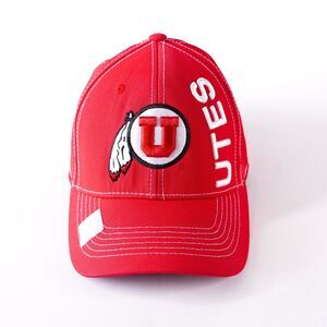 Utah UTES University College Football Fitted Baseball Hat Visor Cap Red White